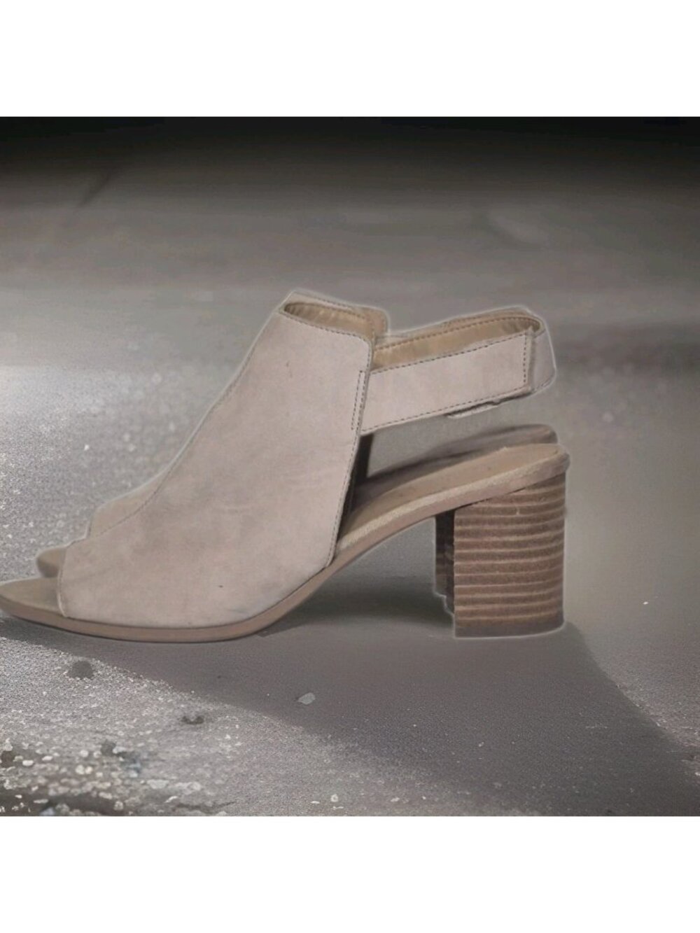 Franco Sarto Sandals Helix Slingback Pumps Beige Leather Block Casual Women's 9